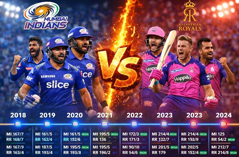 Mumbai Indians vs Rajasthan Royals Timeline